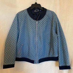 EUC Harper + Liv Quilted Blue Denim Zip Front Bomber Jacket Size 20